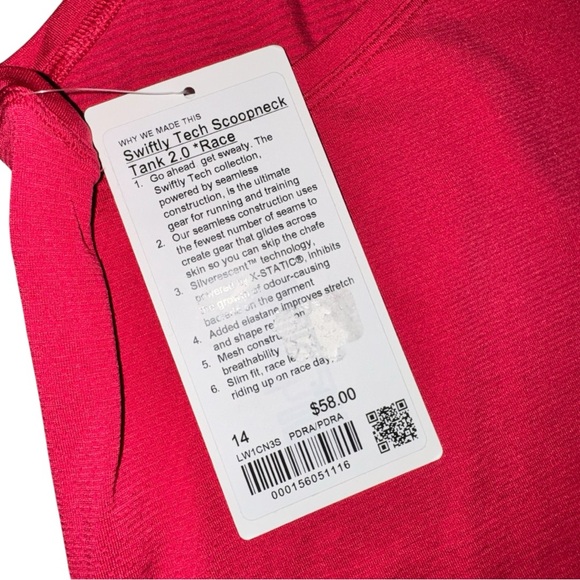 Lululemon Swiftly Tech Scoopneck Tank 2.0 Race Pink Dragonfruit 14 Run Gym - Picture 5 of 5